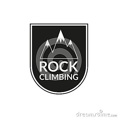 Rock Climbing emblem. Mountain badge. Camping and hiking logo. Vector illustration Vector Illustration